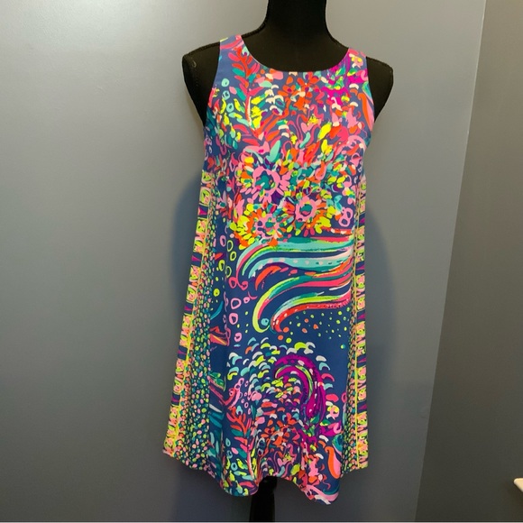 Lilly Pulitzer 🦄💕 Women Jackie Silk Shift Dress Multi Beach Loot *LIKE NEW*